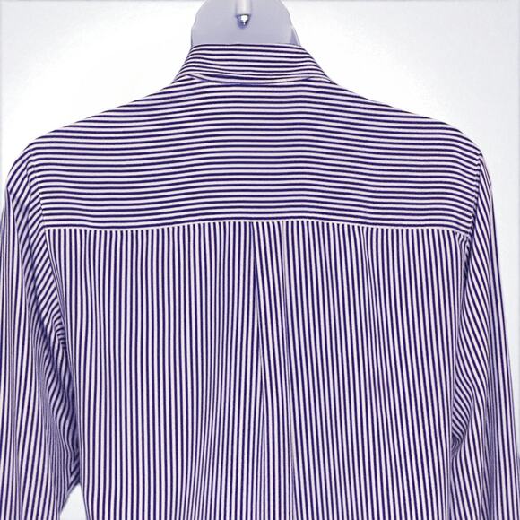 Vintage Rena Rowan Striped Button Up Shirt Size 12 Retro Pockets Vikings Purple - Picture 7 of 7